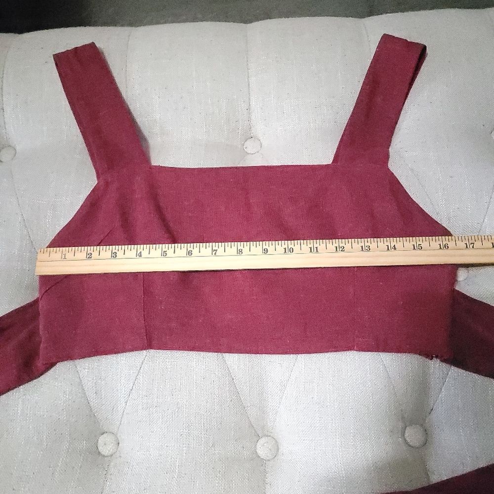 All That Remains Natalie Linen Tie Top Burgundy Womens 8 Limited Edition - Picture 10 of 12